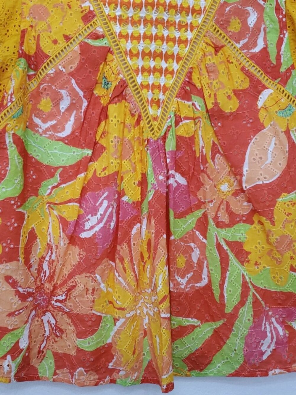 Anthropologie Verb by Pallavi Singhee Eyelet Lace Vibrant Floral Print Blouse M - Picture 6 of 15